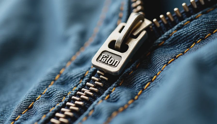 Close-up of classic Talon vintage zipper hardware.
