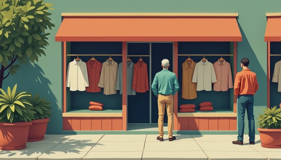 Visual context for vintage button up mens