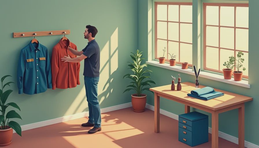 Visual context for mens vintage style work shirt