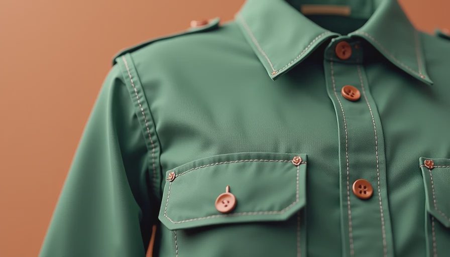Visual context for 1950s mens work shirt with low pocket