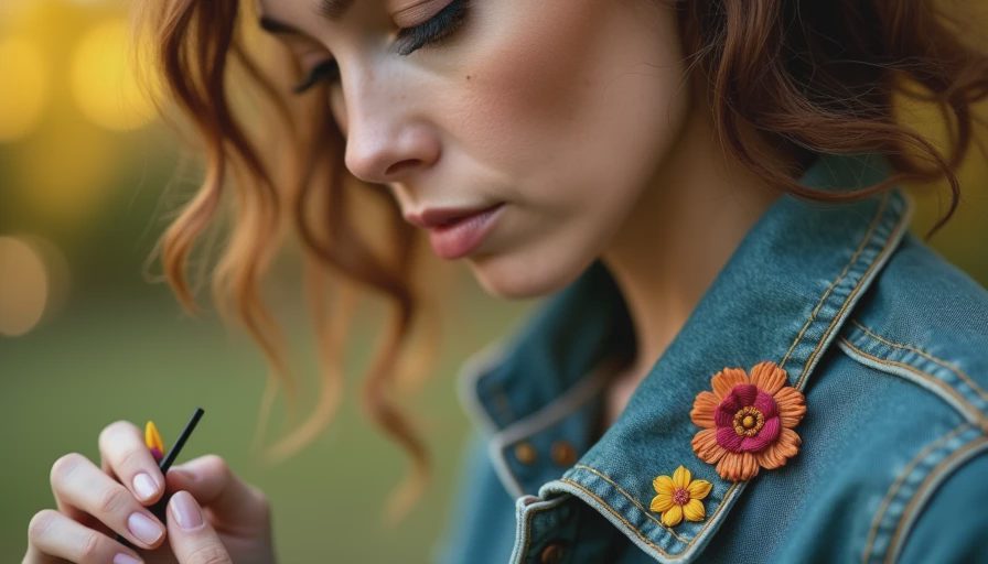 Visual context for how to embroider a vintage denim jacket