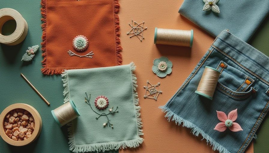 Visual context for visible mending techniques for vintage clothes